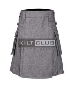 Gray Tweed Utility Kilt