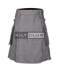 Gray Tweed Utility Kilt