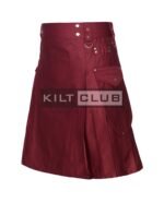 Maroon Cotton Utility Kilt - Image 2