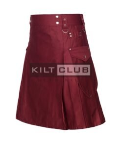 Alternative view of Maroon Cotton Utility Kilt