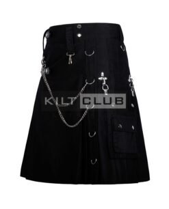 Alternative view of Black Cotton Gothic Kilt