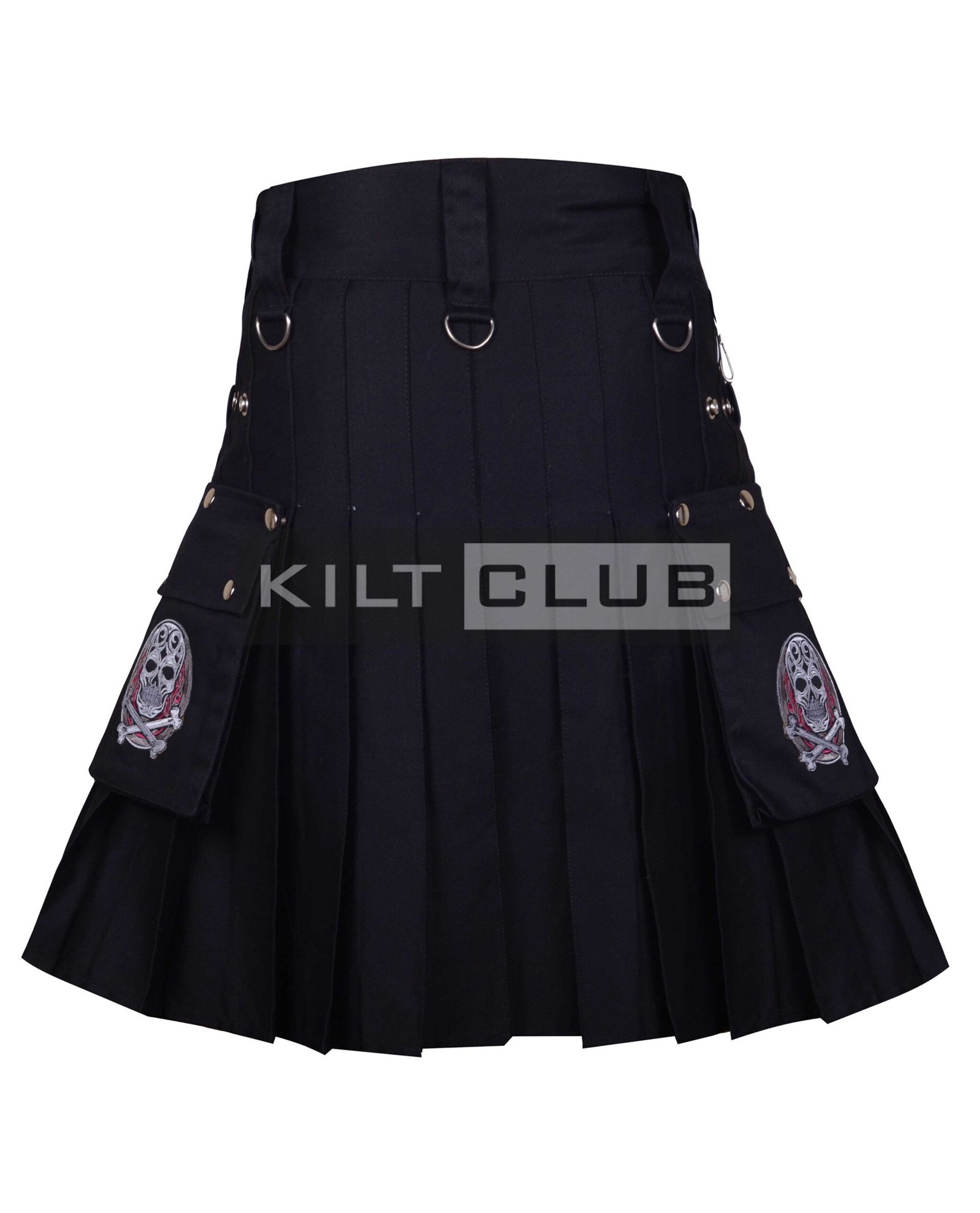 Black Cotton Gothic Punk Rock Kilt - Image 3
