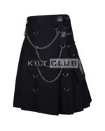 Black Cotton Gothic Punk Rock Kilt - Image 4