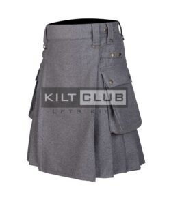 Alternative view of Gray Wool Utility Kilt