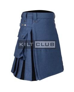 Alternative view of Smoking Lovat Blue & Black Wool Hybrid Kilt