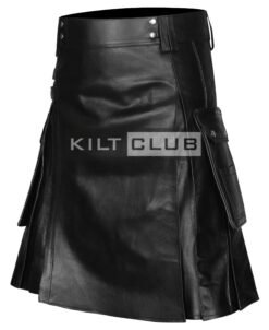 Alternative view of Black Leather Utility Kilt