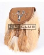 Brown Leather Stag Head Real Fur Sami Dress Sporran - Image 2