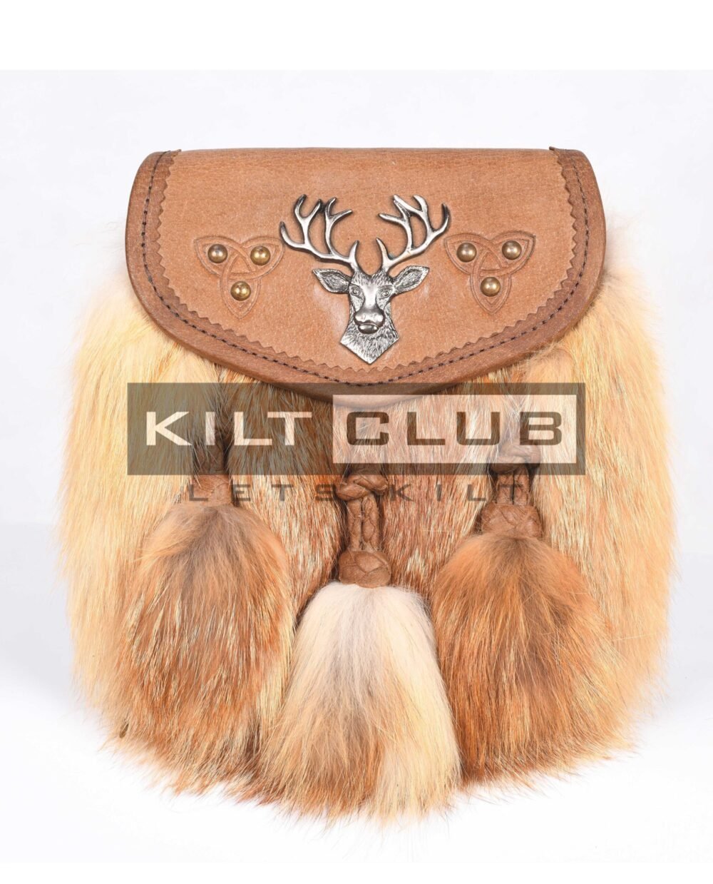 Brown Leather Stag Head Real Fur Sami Dress Sporran