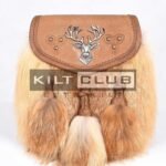 Brown Leather Stag Head Real Fur Sami Dress Sporran