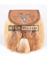 Brown Leather Stag Head Real Fur Sami Dress Sporran