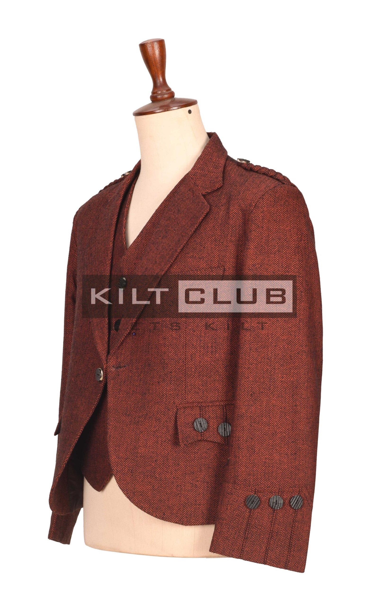 Men’s Maroon Herringbone Blazer Jackets and Waistcoat - Image 3