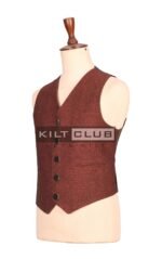 Men’s Maroon Tweed Jacket and Waistcoat - Image 2