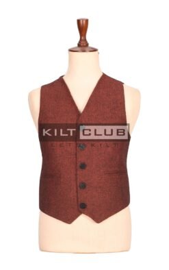 Men’s Maroon Tweed Jacket and Waistcoat