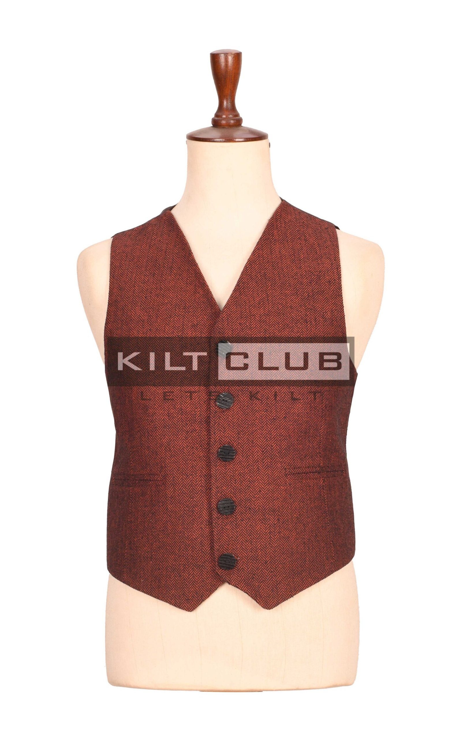 Men’s Maroon Tweed Jacket and Waistcoat