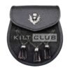 Cross Thistle Emblem Black Leather Semi Dress Sporran