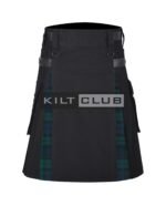 Black Watch Tartan Black Cotton Hybrid Utility Kilt