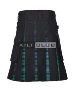 Black Watch Tartan Black Cotton Hybrid Utility Kilt