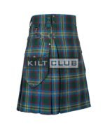 Irish county tartan utility kilt with cargo pockets Side view