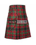 Irish county tartan utility kilt with cargo pockets Side view