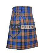 Irish county tartan utility kilt with cargo pockets Side view