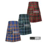 Irish county tartan utility kilt with cargo pockets front view